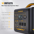 VTOMAN 2376Wh Portable Power Station with Extra Battery & 110W Solar Panel - 1500W Up to 3000W Solar Power Generator for Home Backup, Off-grid, Road Trip, RV, Camping, Fishing, Emergencies