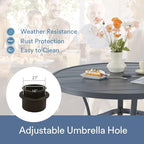 VICLLAX Outdoor Patio Round Dining Table, 41"x 41" Metal Slatted Round Tabletop with Adjustable Umbrella Hole for Dining Yard Porch, Dark Grey Finish