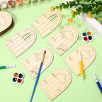 36pcs Mini Wooden Fairy Doors, Unpainted Elf Doors for Home Office Garden Decoration, Assorted Colors, 3.93 x 2.67 x 0.11 Inch
