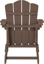 KINGYES Folding Adirondack Chair Set of 2, HDPE All-Weather Folding Adirondack Chair, Brown