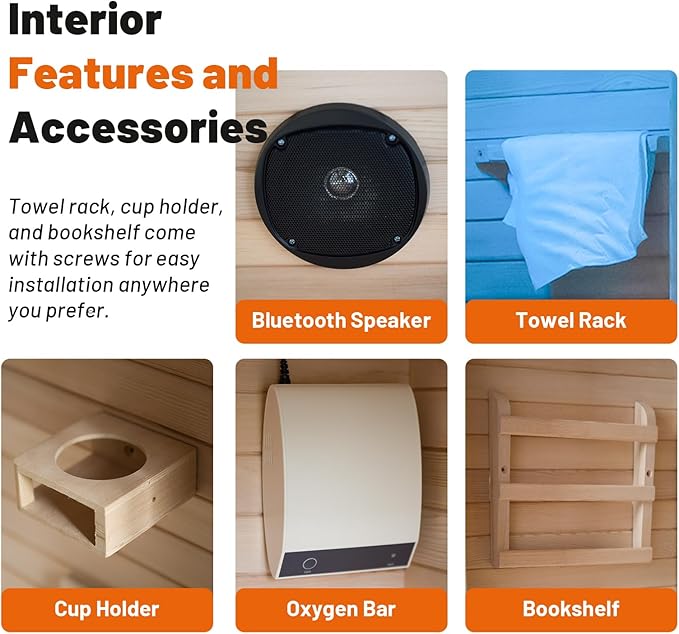 Infrared Sauna 1 Person 7 Heating Panels Hemlock Wooden Home Sauna 1350W, Dry Sauna for Home Spa Room, Time Temp Pre-Set Sauna Room, Mini Personal Far Infrared Saunas for Home