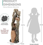 42.7in Tall Outdoor Water Fountain with LED Lights, 3-Tier Rainforest Waterfall Tree Trunk and Jar Garden Fountain, Ideal for Serene Relaxing Patio, Yard or Porch
