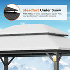 Modern Shade The Horizon Hardtop Gazebo 12' x 16' with 4 LED Lights, Permanent Outdoor Gazebo with Galvanized Steel Double Roof, Grill Pavilion with Decor Hooks, Mosquito Nettings, Black