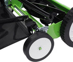 16-Inch Manual Reel Lawn Mower 9 Adjustable Heights 4-Wheel Push Mower for Large Lawns No Gas/Charge, Lightweight & Quiet Grass Cutter