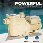 XtremepowerUS 3HP Variable Speed High-Flo Pool Pump In-Ground Pool 230V, 1-1/2” & 2” Pipe Adapters Energy Star Certified