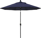 California Umbrella GSPT908302-5439 9' Round Aluminum Market, Crank Lift, Push Button Tilt, Black Pole, Sunbrella Navy Patio Umbrella, 9-Feet