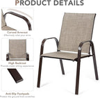 Tangkula 4 Piece Patio Dining Chairs, Outdoor Bistro Chairs W/Curved Armrests, Easy-to-Dry Fabric, Reinforced Steel Frame, Wide & Comfortable Camping Chairs for Garden, Poolside, Backyard (2, Grey)
