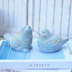 BIG FORTUNE Outdoor Bird Statues Bird Decor Figurines for Home Cement Bird Sculpture for Patio Yard Lawn Ornament, 2style/Set,Indoor Outdoor Bird Decorations Statue(Blue)
