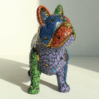 Lukitas French Bulldog Statue Home Decor, Colorful Dog Sculpture, Mosaic Animal Ornament Figurine for Living Room Office Garden Yard, Resin 7.5''