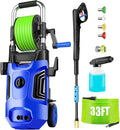 Pressure Cleaner 5000 PSI Power Cleaner Powered with with 33ft Pressure Hose, 4 Nozzle and Foam Cannon, for Home, Cars, Light Blue