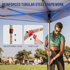 CROWN SHADES Gazebo 10x10 Pop Up Canopy with Mosquito Netting, Screen Tent with 4 Ropes, 8 Stakes, 4 Sandbags and Wheeled Storage Bag, Canopy for Patio & Backyard, Blue