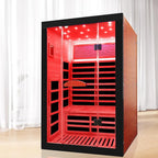 Infrared Sauna 2000W Wooden Saunas Home Spa Room Wood Low-EMF Indoor Saunas with with 7 Color Starry Sky Ceiling Light for Two Person 74.8 * 47.2 * 41.3Inch