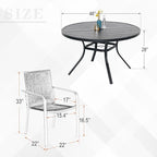 7-Piece Outdoor Dining Set, 48'' Round Table with 6 Stackable Chairs All Weather Furniture Set - Navy