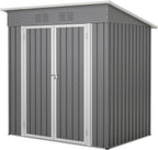 6x4 FT Outdoor Storage Shed, Metal Garden Shed with Frame Floor, Outside Tool Shed with Lockable Hinged Doors, Waterproof Storage Building with Sloped Roof for Backyard, Patio, Lawn, Gray