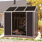 8x7 FT Resin Outdoor Storage Shed with Floor and Window, Outside Waterproof Plastic Garden Sheds w/Lockable Door & Vents, All-Weather Tool House for Patio, Backyard, Lawn, Dark Gray