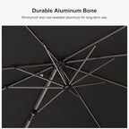PURPLE LEAF 8' X 8' Left-right Tilting Patio Umbrella Outdoor Swivel Cantilever Umbrella Aluminum Offset Umbrella with Champagne Frame and 360-degree Rotation for Garden Deck Pool, Grey