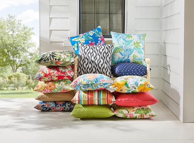 BrylaneHome 20" Square Throw Pillow - Patio & Outdoor - Water, Stain & Fade Resistant - Daelyn Cherry