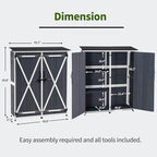 MCombo Outdoor Storage Cabinet with Shelves, Wood Garden Shed with Floor, Outside Tool Shed with 2 Lockable Doors for Backyard Patio Lawn, 1400 (Gray)