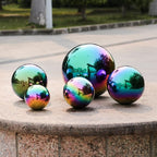 Rainbow Stainless Steel Gazing Ball,10inch Mirror Polished Hollow Ball