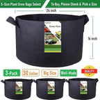 3-Pack 30 Gallon Thickened Plant Grow Bags Large (24x16 in) Heavy Duty Garden Bag Fabric Plant Pots for Tomato,Potato Planter,Flower Pots,Herbs Veggies Planting,Barrel Planter,Yard Waste Bag,Leaf Bags