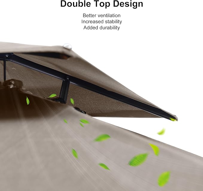 PURPLE LEAF 10 FT Cantilever Patio Umbrella Outdoor Umbrella with 220lbs Base Large Square Windproof Offset Umbrella for Pool Deck Garden, Ash Mocha