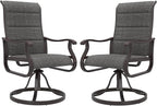Amopatio Padded Patio Swivel Chairs Set of 2, Outdoor Dining Chairs with Ultra Soft Textilene High Back Seat & Metal Rocker Frame, for Backyard Deck Lawn (Dark Grey)