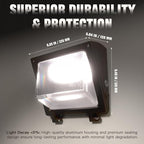 LED Wall Pack Light 75/65/50W with Dusk-to-Dawn Sensor, 11250 LM 6000/5000/4000K LED Security Flood Lighting, 120V Outdoor Wall Lights for Parking Lots|Warehouses|Factories|Yard