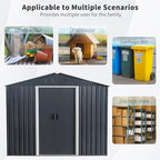 8x6 FT Outdoor Storage Shed,Metal Shed with Floor,Garden Shed W/Air Vent & Lockable Sliding Door,All Weather Waterproof Tool House W/Sloped Roof,for Patio,Yard,Lawn,Black