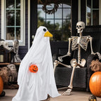 Halloween Goose Outfit Ghost Porch Outfits Yard Clothes Silly Lawn Shirt for 23'' Cement Plastic Duck Decorations