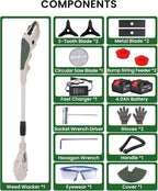 Electric Weed Wacker Cordless, Brushless Grass Trimmer with 2 21V 4.0Ah Batteries and Charger,4 Types of Blades String Trimmer, Weed Eater Battery Powered with Shoulder Strap, Lawn Edger Tool