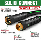 Heavy Duty Garden Hose 75ft, NON-EXPANDABLE Flexible Water Hose, Kink Resistant Lightweight Hybrid Hose, Leakproof Hose Male to Female Fittings
