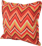 Comfort Classics Set of 2 Outdoor French Edge Border Pillows 17x17x5. Polyester Fabric Red Flame Stitch Inc.