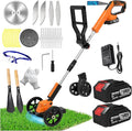 Electric Weed Wacker Eater Cordless Battery Powered, Weed Trimmer 21V Lightweight No-String with 2 Battery Operated & Wheels, 3 in 1 Stringless Grass Trimmer/Edger/Brush Cutter for Garden Yard Lawn