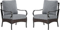 Sophia & William Extra Large Outdoor Patio Sofa Chairs Set 2 PCS Heavy-Duty Porch Furniture with High Back & Deep Seating Area, 5.5" Thicken Cushions for Deck, Lawn, Outside (Grey)