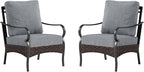 Sophia & William Extra Large Outdoor Patio Sofa Chairs Set 2 PCS Heavy-Duty Porch Furniture with High Back & Deep Seating Area, 5.5" Thicken Cushions for Deck, Lawn, Outside (Grey)
