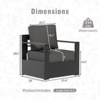 Aluminum Patio Chair - Outdoor Chair with 6" Thick Water-insistant Cushions, All-Weather Use Frame, Removable Cover, Ideal for Garden, Poolside (Grey)