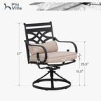 PHI VILLA Patio Dining Chairs Set of 6, Outdoor Swivel Chairs with Cushion and Pillow for Garden Lawn and Deck