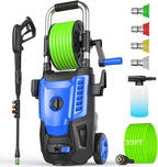 4800 PSI Pressure Cleaner- 4.0 GPM High Power Cleaner with 33FT Hose Reel M22-14mm, 4 Nozzles and Foam Cannon, for Home, Cars, Fences, Patio, 2025 Upgraded (Blue)