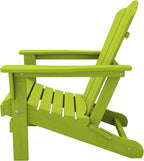 KINGYES Folding Adirondack Chair, HDPE All-Weather Patio Chairs, Wooden Textured Lawn Chair for Poolside, Backyard, Deck, Fire Pit, Apple