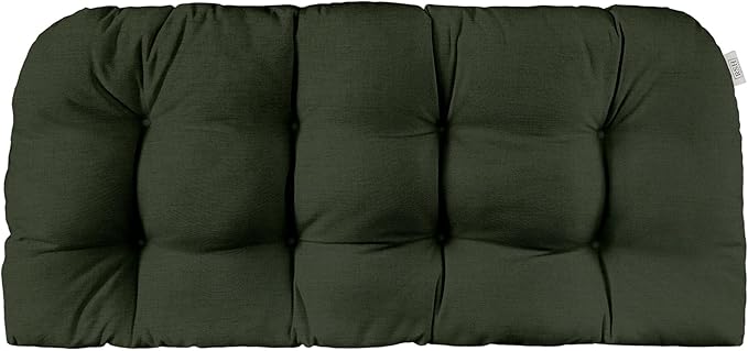 RSH DECOR: Sunbrella Play Tufted Wicker Loveseat Cushion | 41” x 19" | Water and Fade-Resistant Performance Fabric | Outdoor Settee Cushion for Patio Furniture | Play Jungle