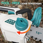 12" & 10" Electric Chainsaw Cordless, Tool Only for Makita Batteries, Brushless Battery Chainsaws - 4 x Chains, Auto Oiler, Tool-Free Chain Tension, Safety Lock(No Battery)