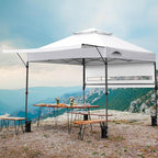 EAGLE PEAK 17x10 Pop up Gazebo Canopy Tent Outdoor Instant Canopy Shelter with Adjustable Dual Half Awnings (White)