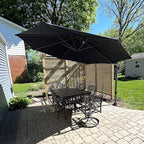 PURPLE LEAF 11 Feet Patio Umbrella Outdoor Cantilever Round Umbrella Aluminum Offset Umbrella with 360-degree Rotation for Garden Deck Pool Patio, Grey