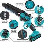 8 Inch Electric Chainsaw Cordless With Auto Oiler, Seniors Friendly Batteries Powered Hand held Chain saw Kit, Automatic Chain Tensioning & Auto Oiler For Tree Branches, Courtyard, And Garden