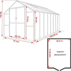 BlueWish 8x16 FT Greenhouses for Outdoors, Greenhouse with Rivet Structure, Adjustable Vents, Aluminum Greenhouse Kit with 4MM Polycarbonate Panel, Walk-in Green House for Garden, Gray