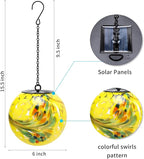 VCUTEKA Solar Hanging Lanterns Outdoor Decoration, Glass Solar Lights with Hook Up, Solar Garden Gazing Ball Light for Yard, Tree and Patio Decor, Yellow