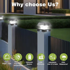 INDARUN 4x4 Solar Post Cap Lights Outdoor Waterproof, Fence Deck Post Solar Lights for 4x4 5x5 6x6 Wooden Posts/4x4 Vinyl Posts, 120Lumen Cool/Warm White, for Porch, Patio, Backyard, Stair(2 Pack)
