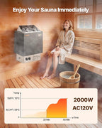 VEVOR Sauna Heater, 2KW AC 120V Electric Sauna Stove, Dry Steam Bath Saunas Stove with Pre-Drilled Bracket, Fit 52.9 to 88.2 CU.FT Saunas Rooms, Steam Bath Stoves for Home, Commercial, Leisure Venues
