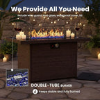7 Pieces Patio Furniture Sets with Fire Pit Table, Wicker Rattan High Back Outdoor Armchairs Set with 3-Seat Couch, Ottomans and Side Table