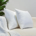 16x16 Inch Outdoor Throw Pillow Inserts, Pack of 2 - Premium Water-Resistant Decorative Pillows Stuffer for Patio Furniture,Sofas,Chairs &Porch Swing - White